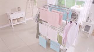 video thumbnail Hestia oversized laundry drying rack 6+1 steps Twice (two rods for duvet) youtube