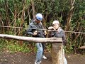 Avery jumping off the final BIEA zipline