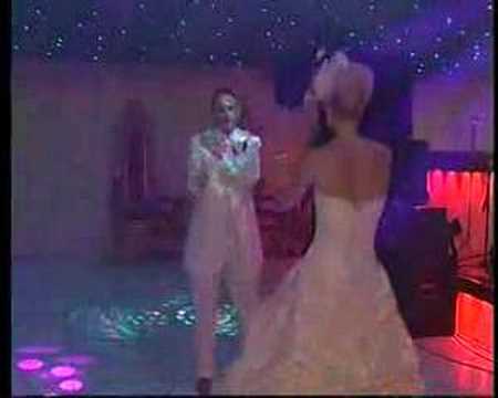 Our first dance on our wedding night (funny we thought)