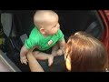 Bernie put's Jasper in the car