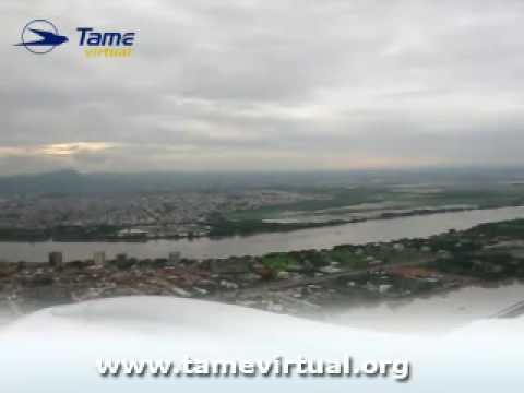 Landing in Guayaquil Ecuador Embraer 190 Tame