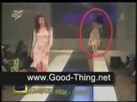 Models Slips Twice - Models falling down, one after another on the runway. Who was supposed to keep that floor clean?