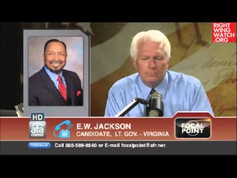 jackson - http://www.rightwingwatch.org/content/ew-jackson-using-my-past-statements-against-me-persecution-and-unconstitutional-religious-te E.W. Jackson seems to beli...