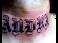 tattoo live movie 6 very painful/scritta gotica sulla gola