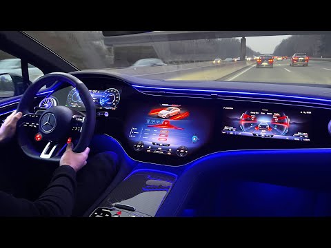 687 HP NEW EQE53 AMG on AUTOBAHN! Tesla Killer POV Driving EQE Interior Exterior Ambiente Review