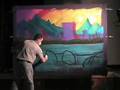 Chalk Artist Kelly Croy Mountain Range and Waterfall