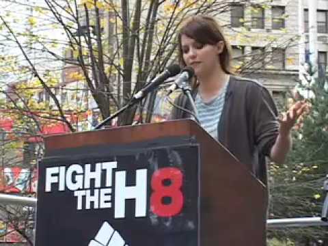 Kim Stolz speaks at Join Impact Prop 8 Rally City Hall NYC