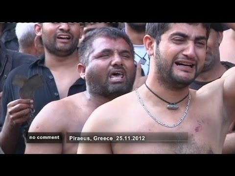 ashura - http://www.euronews.com/nocomment/ Shi'ite Muslims in Greece commemorate the killing of the man they believe to be the Prophet Muhammad's grandson Imam Husse...