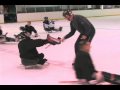 james dunham of the dallas sled hawks sits down to encourage houston athletes to put together a houston team for the texas sled hockey league.