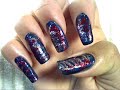 Purple Red Gold Glitter Nail Art