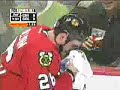 Sullivan gets highsticked in the face during the game and a fan is shouting something about it. Later on the same fan gets hit by a puck and Sullivan goes to ask, how does that feel :D