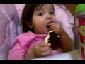 Kendyl eating an ice cream sandwhich