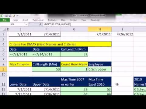 Excel number of days between two dates