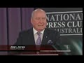 (Part 2) In his National Press Club address, Alan Jones delivers the speech that every man, woman and child in Australia needs to hear at this crucial junction in our history. Are we going to sit back and allow mining companies and the Governments that support them to destroy our water, our food, our health, our land, our communities and everything we hold dear about Australian life? This is a battle we did not ask for but one we can not afford to lose. Protecting our nation's clean water is everyone's responsibility and its misuse is our greatest single threat. Start shouting, marching and acting NOW people - BEFORE our beautiful nation is sold out from under us and transformed into a toxic foreign-owned gasfield. The stakes could not be higher.. Let us rise up, put an end to this insanity, turn a new page in our history and live a sustainable existence we can feel good about - a life that respects ourselves, each other and this beautiful land we are so blessed to be custodians of. Dont wait. Act NOW people. More info available at www.lockthegate.org.au and other websites