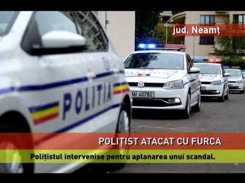 Polițist atacat cu furca, în timpul unei intervenții