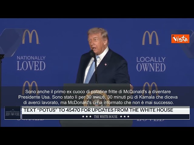Trump: Sono primo ex cuoco di patatine fritte di McDonald's a diventare Presidente Usa