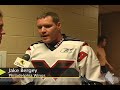 IL speaks to Wings' veteran forward Jake Bergey before their game in Philly.