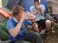Dowing beer at Leeds Festival 2008.