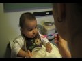 Abram's 1st Attempt Eating Rice Cereal - 10.16.09