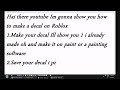 Roblox Tut How to make a decal NOT FOR CONTEST!
