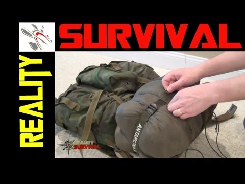 how to fasten sleeping bag to backpack