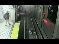 Train stops moments before hitting woman!