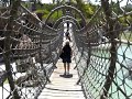 Paradise Island - Debbie on the rope bridge