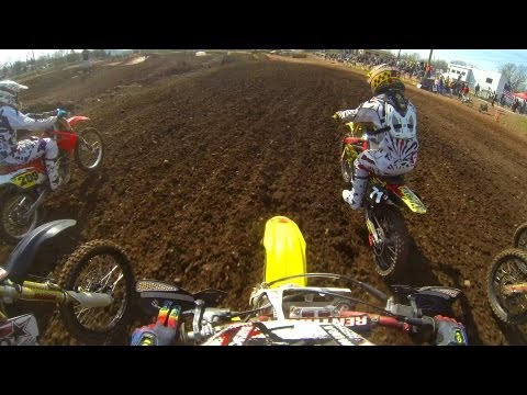 MXPTV - Lowell Spangler takes out a borrowed Suzuki RM250 2 stroke machine for his 250 A motos at Pagoda Spring Pro-Am in Birdsboro, Pennsylvania. Spangler would tak...
