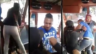 Mujeres se disputan a un chofer de camión colectivo   en la CDMX