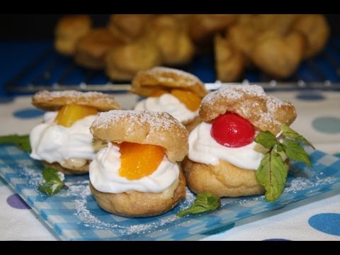 chewy - Ingredients I used (8 ~10 small puffs) : 60ml water : 25g olive oil : 25g shifted flour → sifted : 1 beaten egg : a pinch of salt - custard cream - : 250ml m...