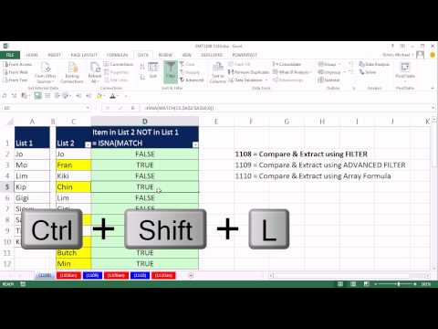 Compare 2 Lists and Extract Records Using Excel