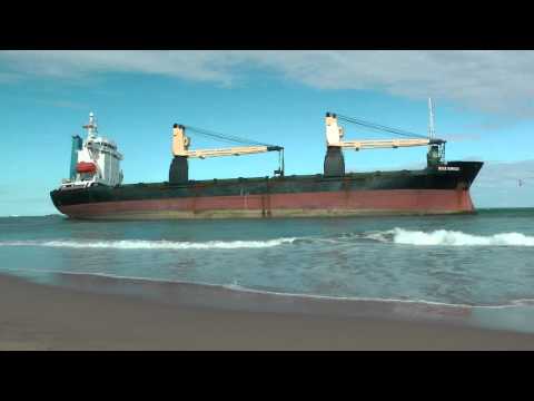 ship runs aground - The cargo ships BSLE Sunrise of Panama and the Celia of St Johns runs aground at the El Saler Beach after a big storm on Friday night of September 28, 2012 i...