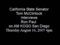Part #1, Tom McClintock interviews Ron Paul
