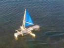 Three types of hull forms showing differences in drag. Looking at wake formation coming from the three free sailing models.