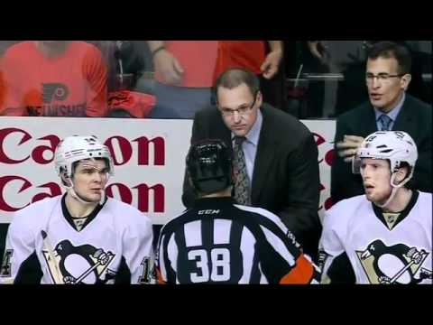 Arron Asham crosscheck on Schenn Pittsburgh Penguins vs Philadelphia Flyers 4 15 12 NHL Hockey