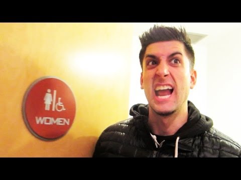 MAN IN WOMENS BATHROOM
