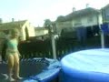 Megan Jumps In Swimming Pool With The Cover On