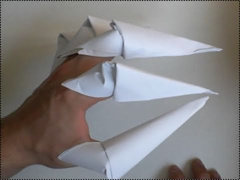 claws - how to make spooky claws only with paper. Can be used nicly for a halloween costume or just to scratch your back ;-) follow me on Facebook: http://facebook.c...