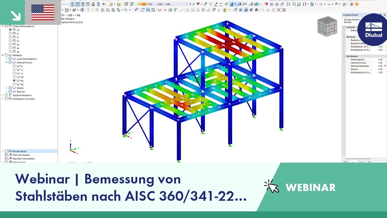 Webinar | Bemessung von Stahlstäben nach AISC 360/341-22 in RFEM 6