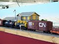 sp daylight passenger train in 1/29 scale with alco pa-1/pb-1/pa-1 locomotives (04) and double-headed mikado-mallet long train on indoor track of peter cole, 2008 perth, western australia amra model train show