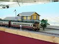 sp daylight passenger train in 1/29 scale with alco pa-1/pb-1/pa-1 locomotives (04) and double-headed mikado-mallet long train on indoor track of peter cole, 2008 perth, western australia amra model train show