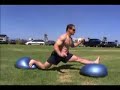 Steve Cotter practices on two bosu balance balls