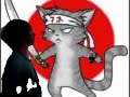 me fighting ninja cat with sword