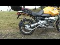 Exterior of BMW R1150GS and akrapovic muffler