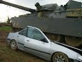 Tank crushes car 15 Tank crushes car 15