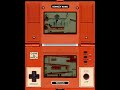 i play through both game a and b on this classic game & watch video game obviously based on the donkey kong arcade game (yes, this little guy is supposed to be mario). it's a little bit different due to the restrictions of the game & watch system, but they did a fine adaptation. mario must reach the top of the structure, activate a lever which will put a crane in his reach. then he must jump for the crane and demolish little by little the structure on which donkey kong is standing in order to rescue pauline (a little bit like the last level of the arcade). game b is more difficult and there's a beam near the middle of the screen from time to time, preventing you from accessing the top at intervals. for those of you who don't know game & watch systems, these are the predecessors to the game boy and ds in some way (some games are dual screen like this one). featuring very simple and addictive gameplay, they're not complex video games. there is a basic goal that you will always need to repeat until you die hoping to achieve the highest score. the games work on an lcd display, but unlike the game boy's lcd display, the limited possible patterns are already programmed, that's why there are no smooth movements and the objects always seem to go to a series of predefined locations. a lot of those games star the generic character now known as mr. game & watch, featured in the super smash bros. series. these portable systems did a fine job at the time and i'm sure some people will  ... 