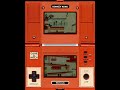 i play through both game a and b on this classic game & watch video game obviously based on the donkey kong arcade game (yes, this little guy is supposed to be mario). it's a little bit different due to the restrictions of the game & watch system, but they did a fine adaptation. mario must reach the top of the structure, activate a lever which will put a crane in his reach. then he must jump for the crane and demolish little by little the structure on which donkey kong is standing in order to rescue pauline (a little bit like the last level of the arcade). game b is more difficult and there's a beam near the middle of the screen from time to time, preventing you from accessing the top at intervals. for those of you who don't know game & watch systems, these are the predecessors to the game boy and ds in some way (some games are dual screen like this one). featuring very simple and addictive gameplay, they're not complex video games. there is a basic goal that you will always need to repeat until you die hoping to achieve the highest score. the games work on an lcd display, but unlike the game boy's lcd display, the limited possible patterns are already programmed, that's why there are no smooth movements and the objects always seem to go to a series of predefined locations. a lot of those games star the generic character now known as mr. game & watch, featured in the super smash bros. series. these portable systems did a fine job at the time and i'm sure some people will  ... 
