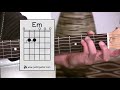 This isStage 2, Lesson 2 of Justin's Beginner Guitar Course. This video shows you how to play the E Minor chord and how to fix common problems with it. But it's a pretty easy chord, so a short vid! The Justinguitar Beginners Guitar Course, a series of over 100 lessons on guitar for beginners. Text support is on the web site and also in a proper old skool paper book which can be ordered from the web site of your local music store :) Taught by Justin Sandercoe. Full support at the justinguitar web site where you will find hundreds of lessons on a wide range of subjects, and all the scales and chords that you will ever need! There is a great forum too to get help, no matter what the problem. And it is all totally free, no bull. No sample lessons, no memberships, no free ebook. Just tons of great lessons :) To get help with this lesson (and for further info and tabs), find the Lesson ID in the video title (like ST-667 or whatever) and then look it up on the Lesson Index page of justinguitar.com www.justinguitar.com Have fun .