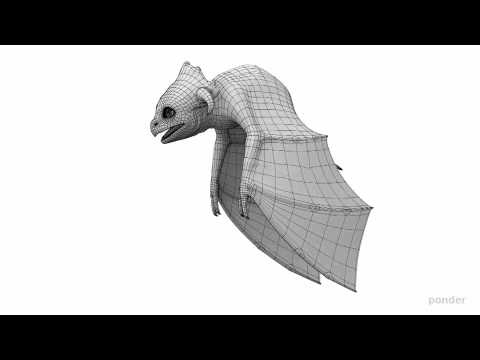 Scales: Dragon Baby model turnaround, shaded & wire - Blender 2.5