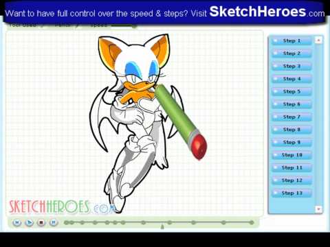 how to draw rouge from x-men step by step